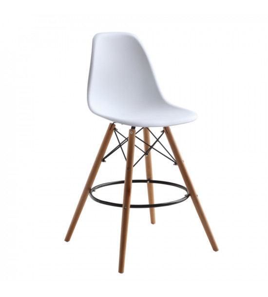 Fine Mod Imports FMI10110-25r-WHITE Woodleg Counter Chair Round Base, White Fine Mod Imports FMI10110-25r-WHITE Woodleg Counter Chair Round Base, White